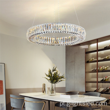 Luz pendente LED redonda de 3000k de cristal moderno de hotel